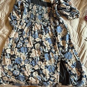 NWOT J. crew linen maxi dress 3xl. Black, blue & white. Pockets!